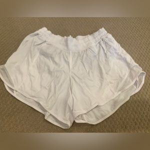 White Lululemon women’s workout shorts, size 8
